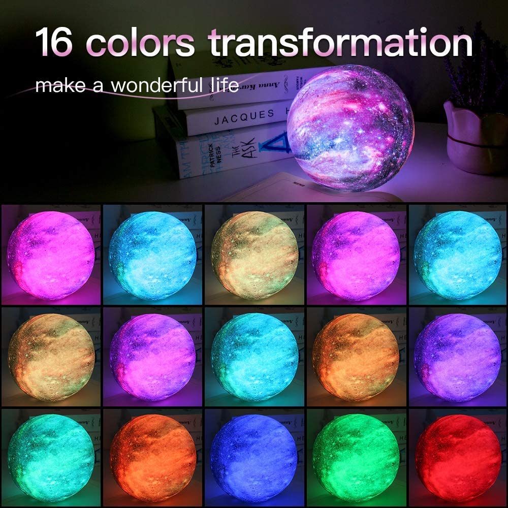 LED 3D Star Moon Light: 16-Color Galaxy Lamp